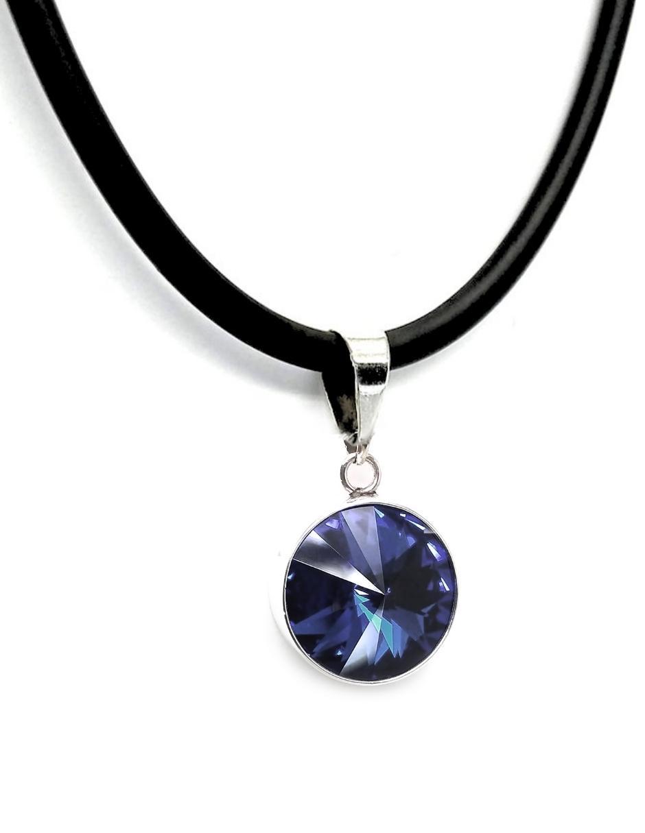 Collar Tanzanita con caucho y plata Joyería Zvezda