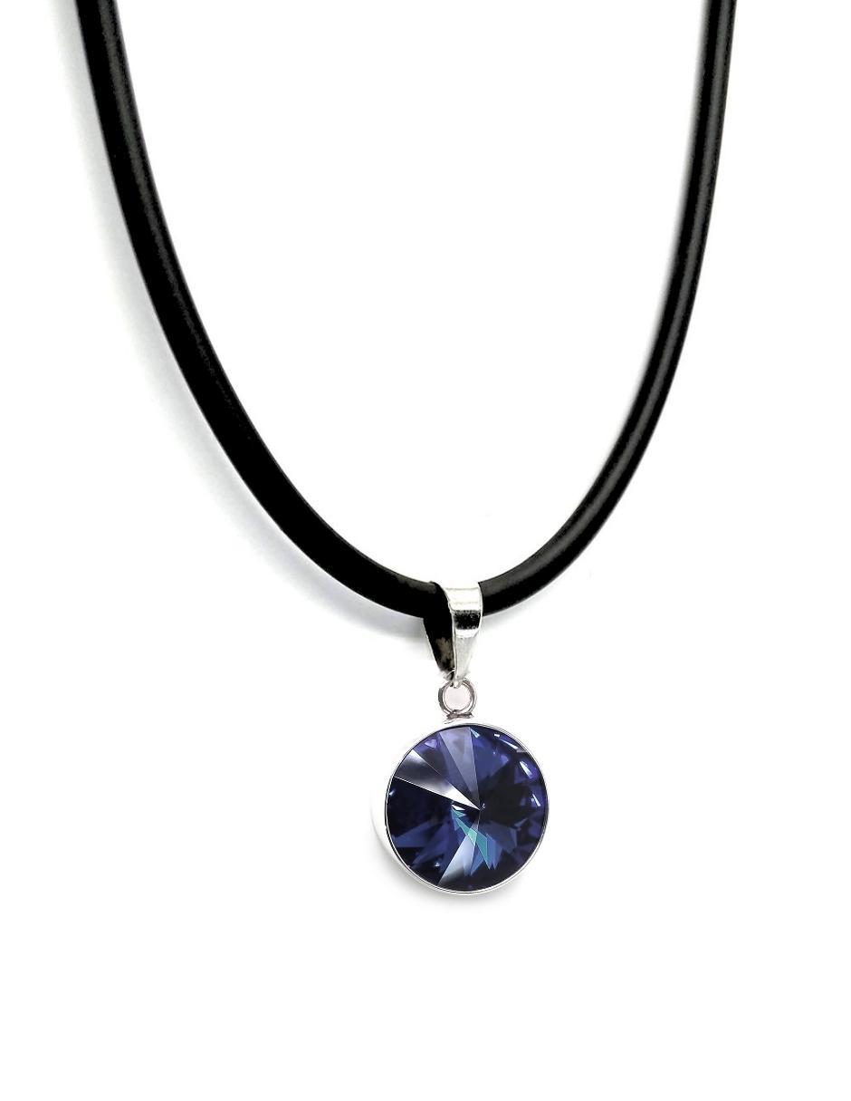Collar Tanzanita con caucho y plata Joyería Zvezda