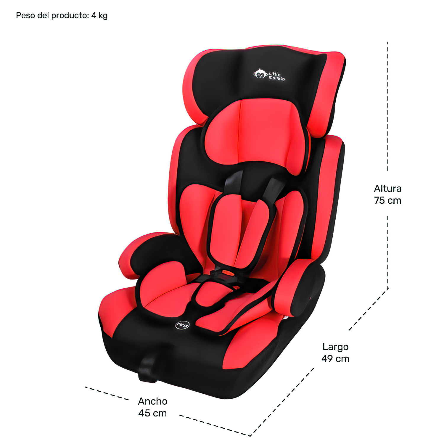 Autoasiento Seguridad Silla Niño 9m A 12 Años Ece R44/04 Rojo