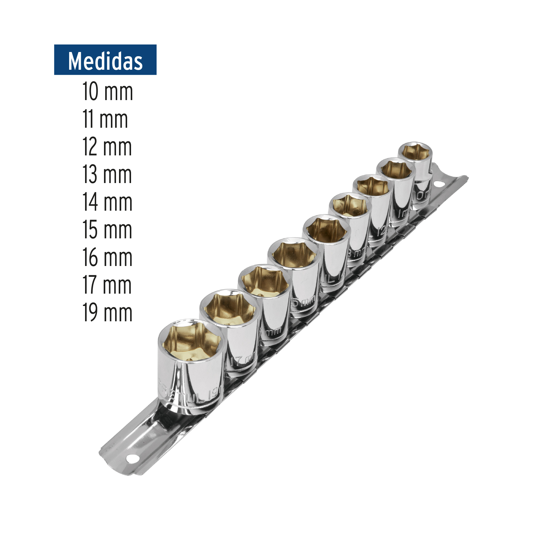 JUEGO DE 9 DADOS CUADRO 3/8" MM, PRETUL 21189