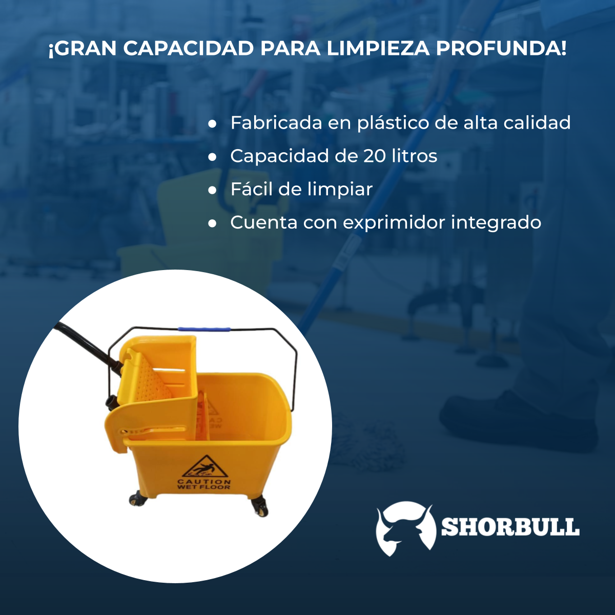 Cubeta Trapear Industrial Carrito Exprimidor 20l Shorbull