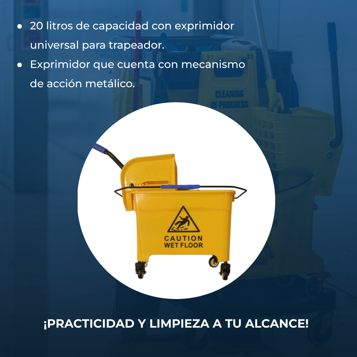 Cubeta Trapear Industrial Carrito Exprimidor 20l Shorbull