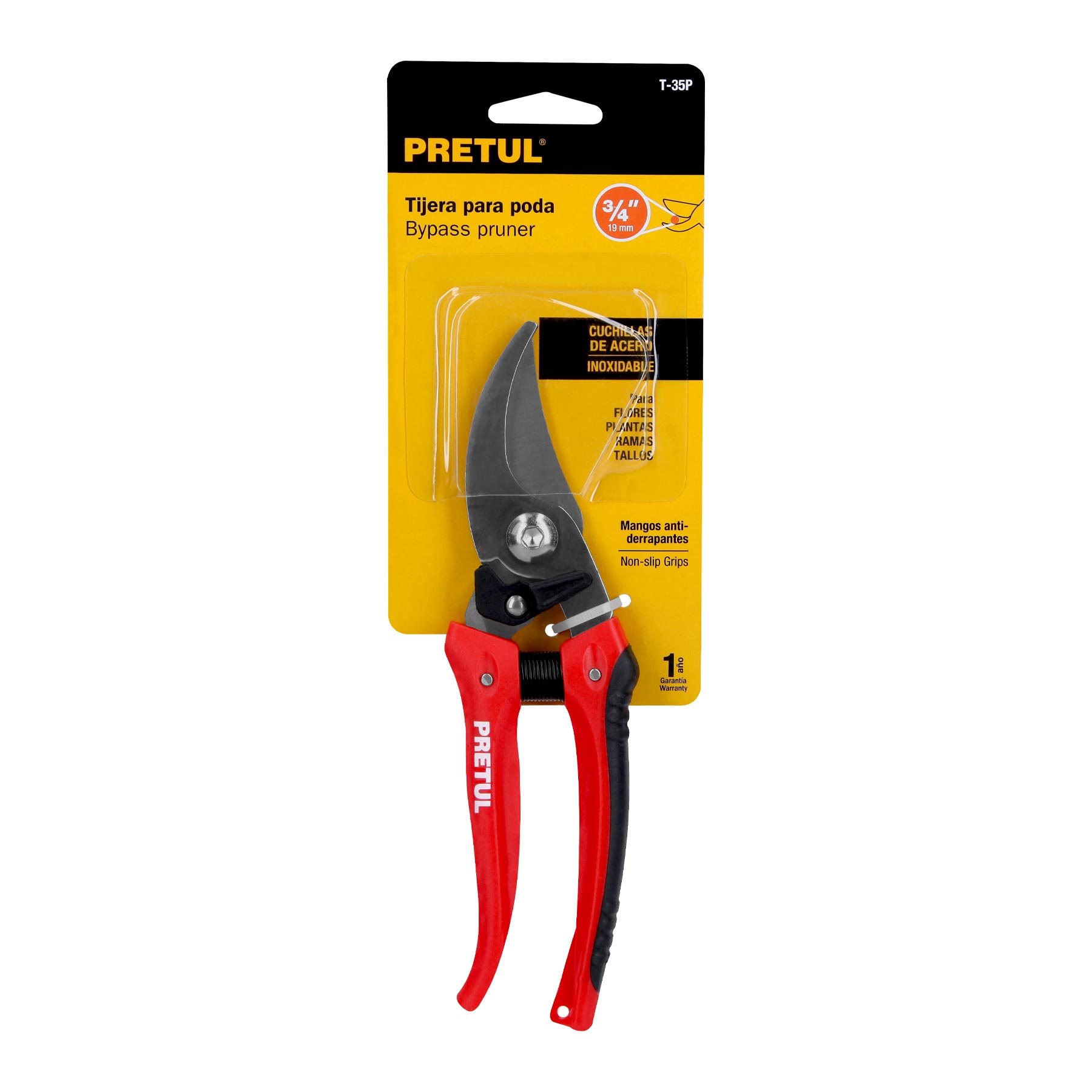 TIJERA PARA PODA 8" CUCHILLA DE PASO DE ACERO INOX, PRETUL  23105