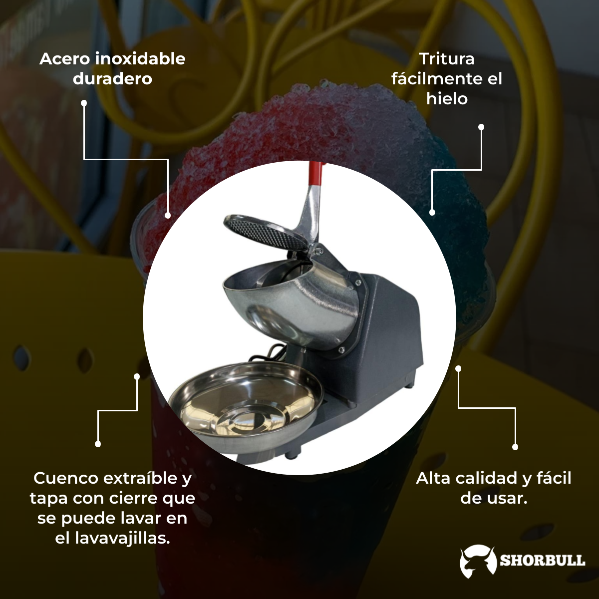 Maquina trituradora Hielo Raspados Rasuradora Shorbull 
