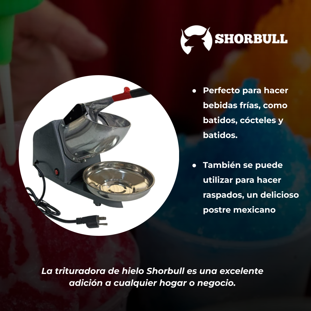 Maquina trituradora Hielo Raspados Rasuradora Shorbull 