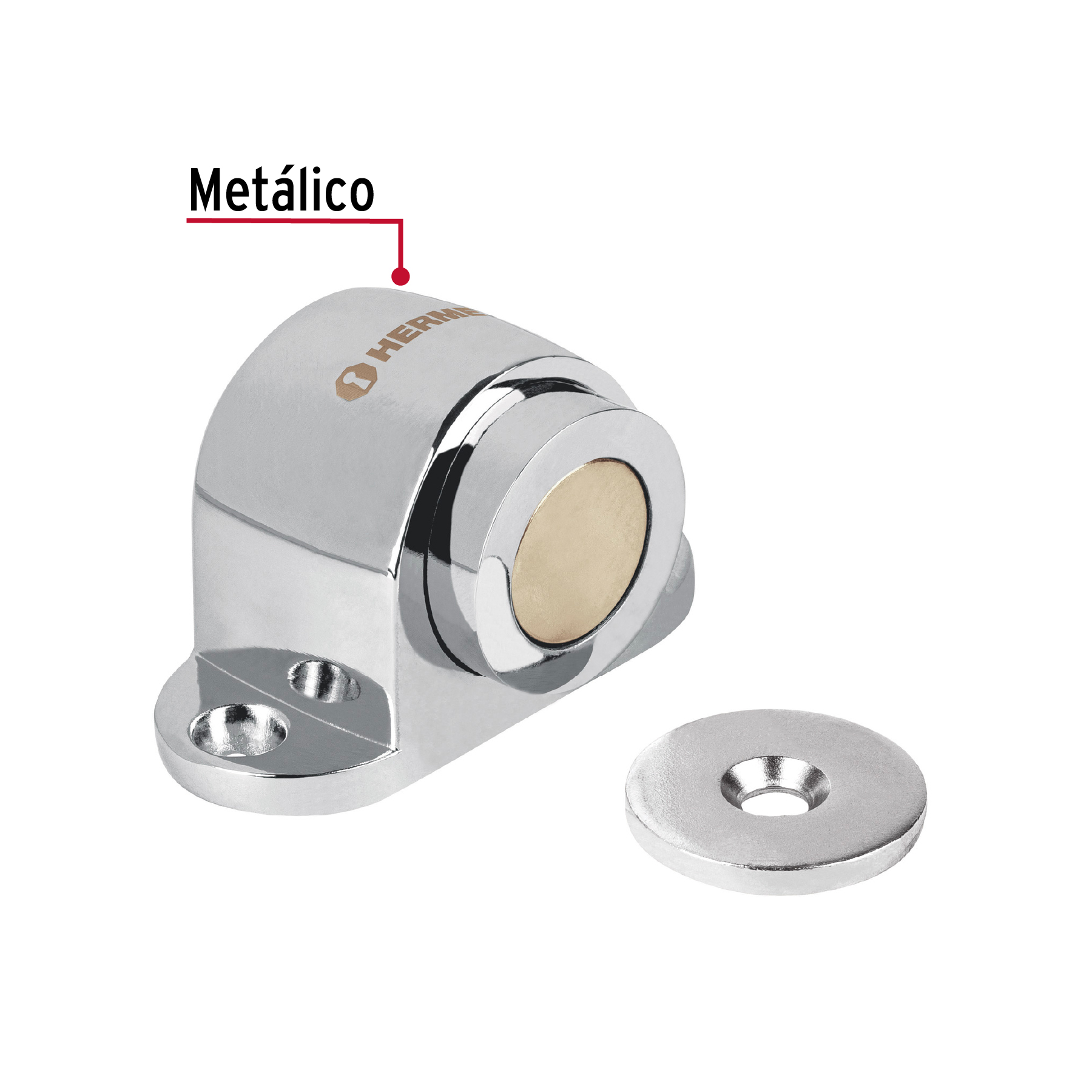 TOPE PARA PUERTA MAGNÉTICO, ACABADO CROMO, HERMEX 43782