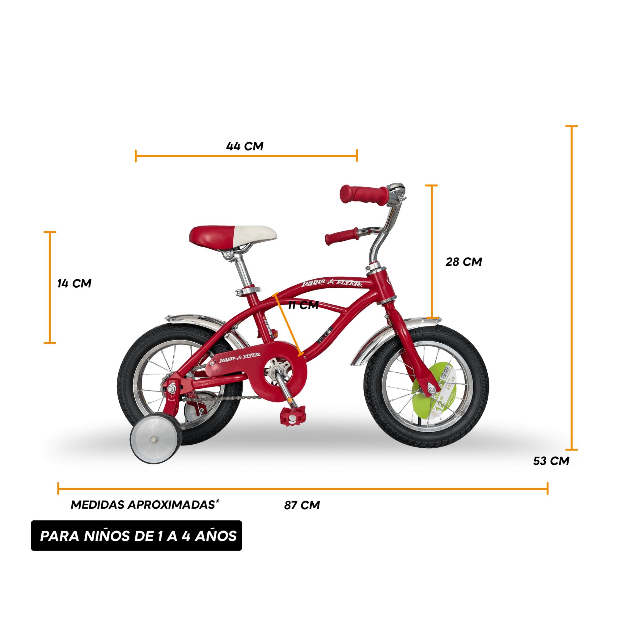 Bicicleta R12 Infantil Con Ruedas De Apoyo Radio Flyer Monk