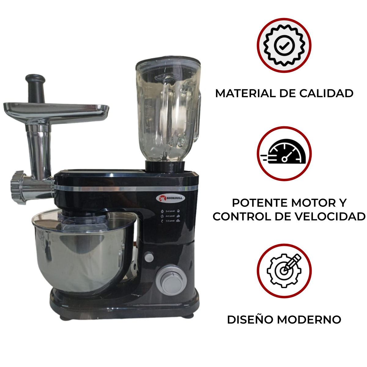 Batidora Pedestal Multifuncional 5.5L Licuadora Molino Shorbull
