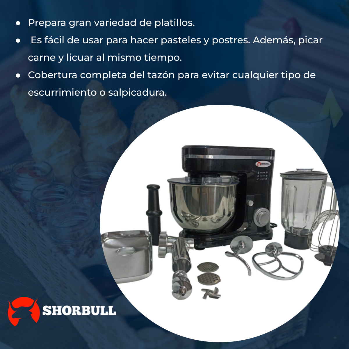Batidora Pedestal Multifuncional 5.5L Licuadora Molino Shorbull