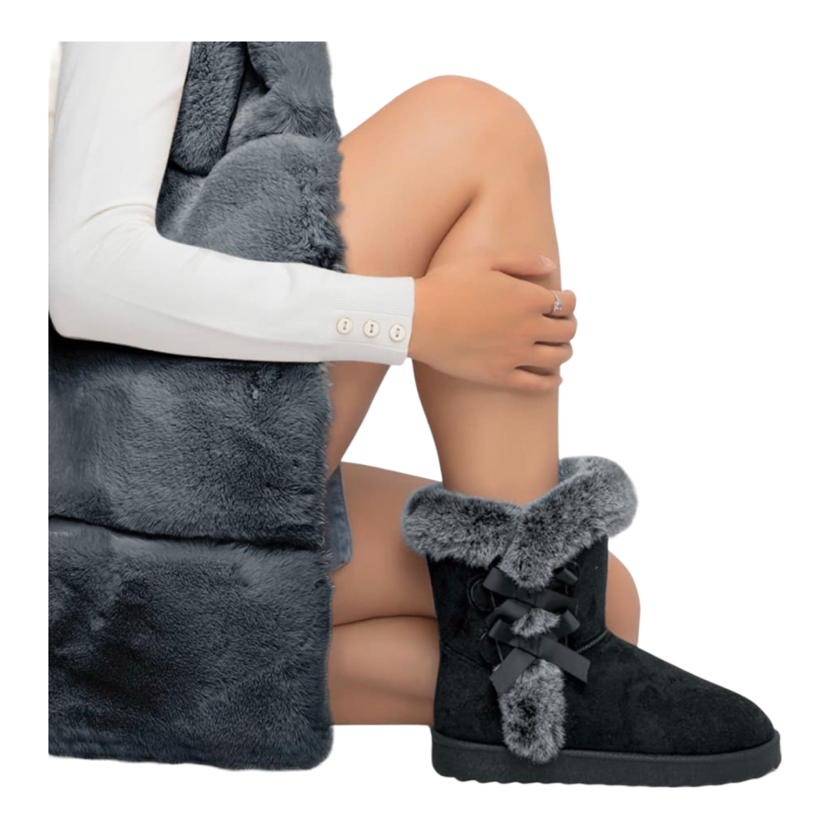 Botines Invernales Con Peluche Y Moños