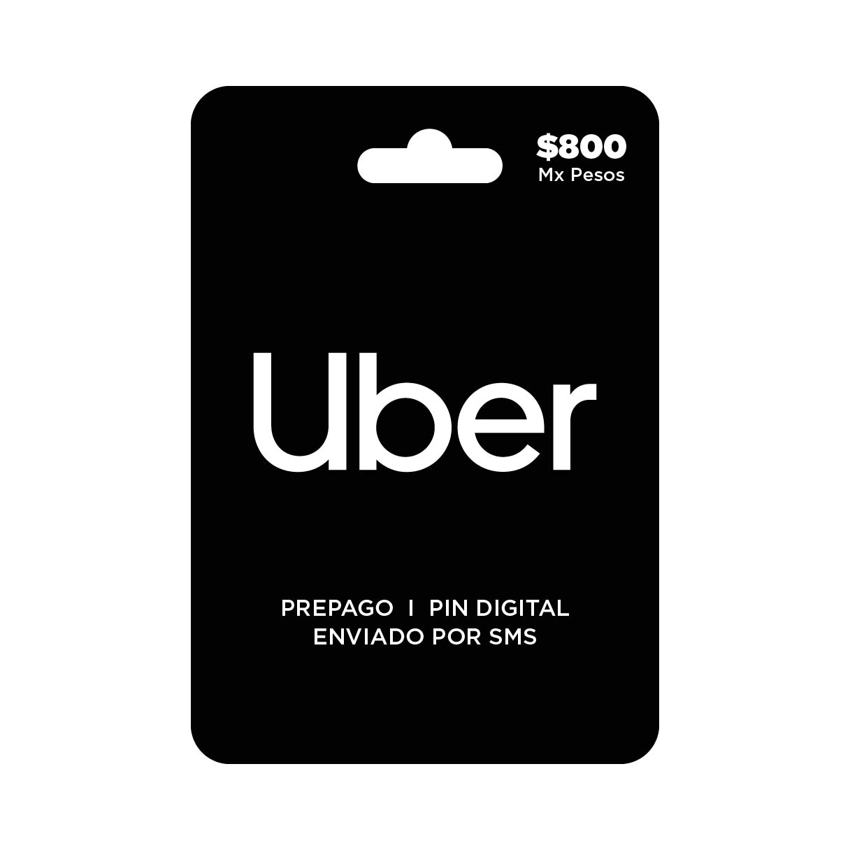 Uber $800 tarjeta prepago, pin digital