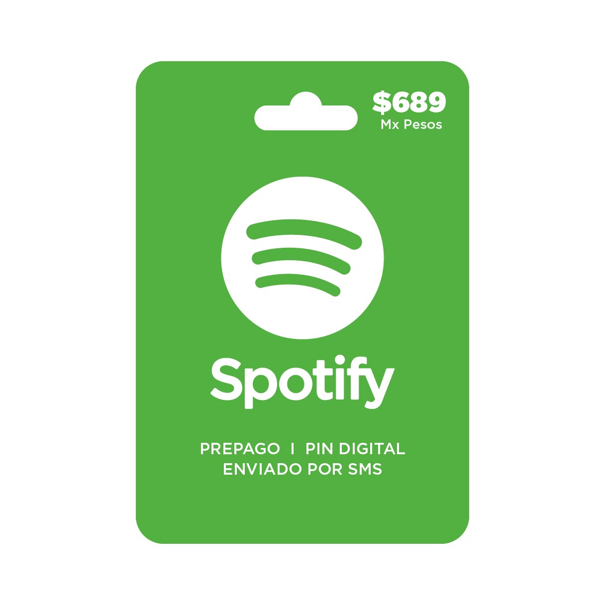 Spotify $689 tarjeta prepago, pin digital