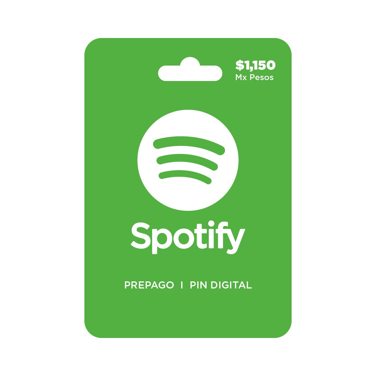 Spotify $1150 tarjeta prepago, pin digital