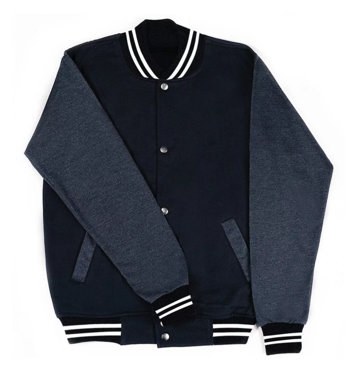 chamarra colegio universitaria  azul - gris oxford 