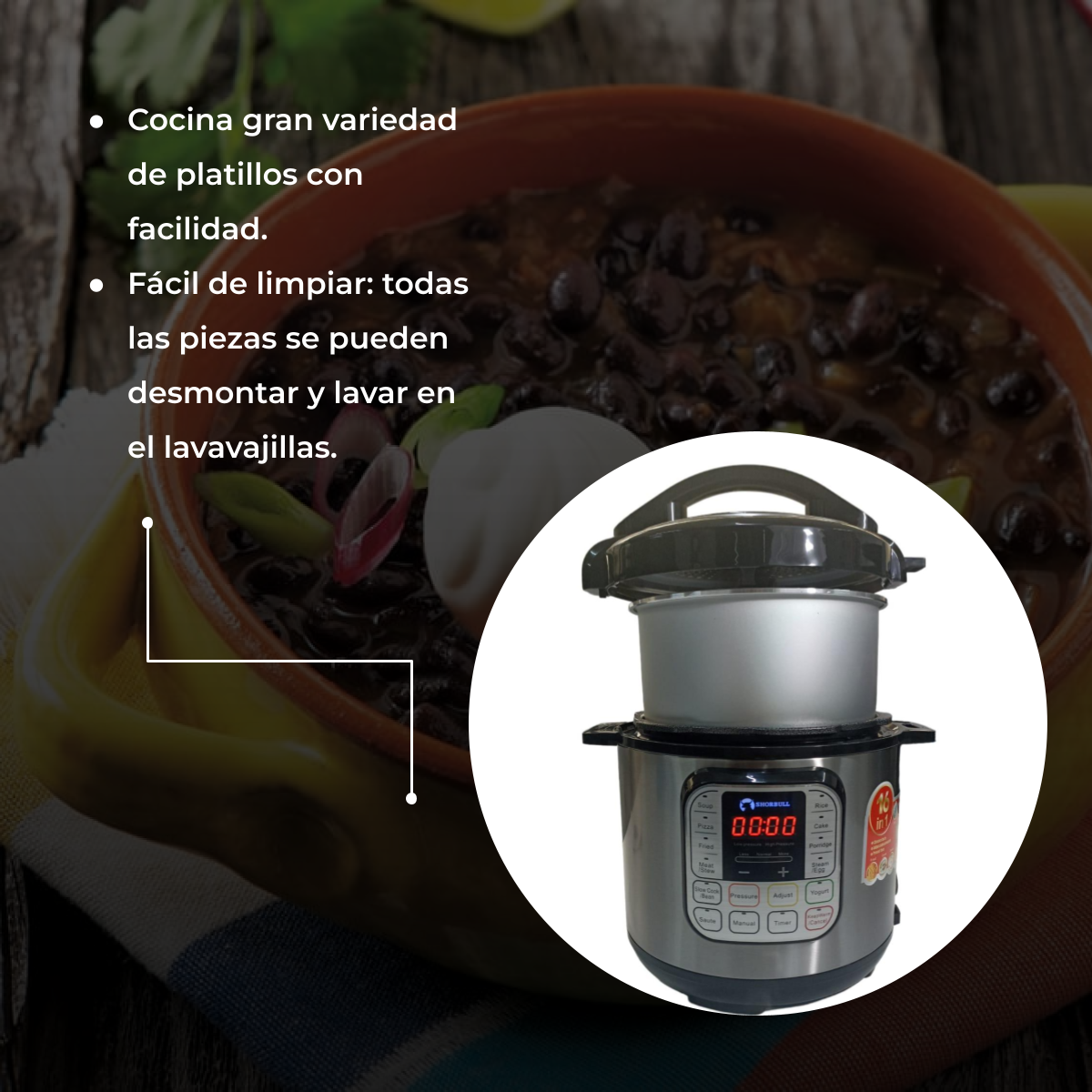 Olla Presion Electrica 6L 16 Funciones Sorbull