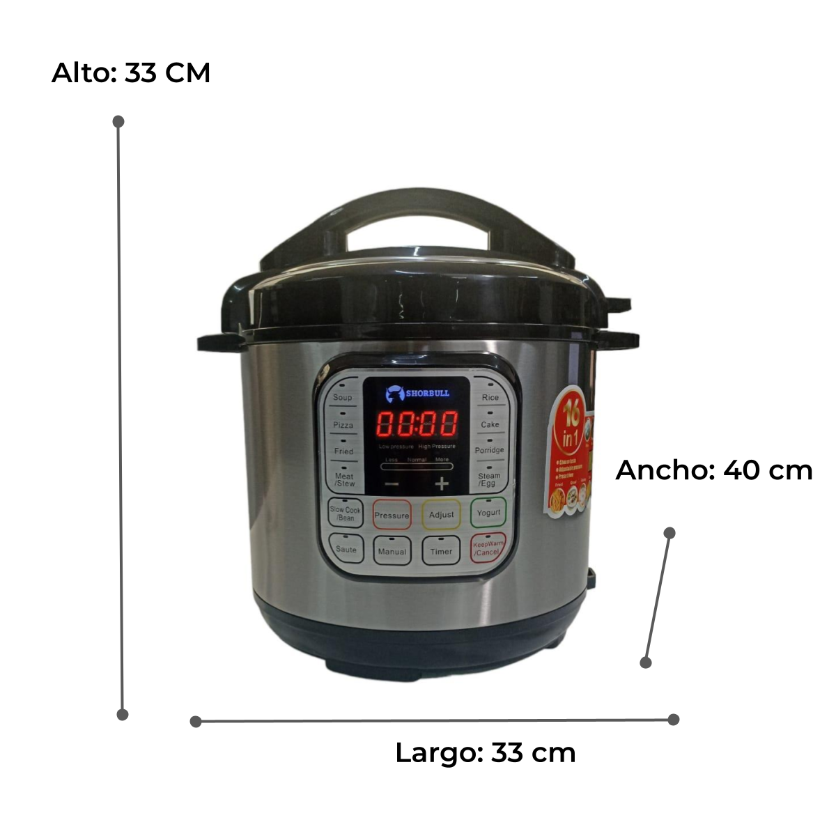 Olla Presion Electrica 6L 16 Funciones Sorbull