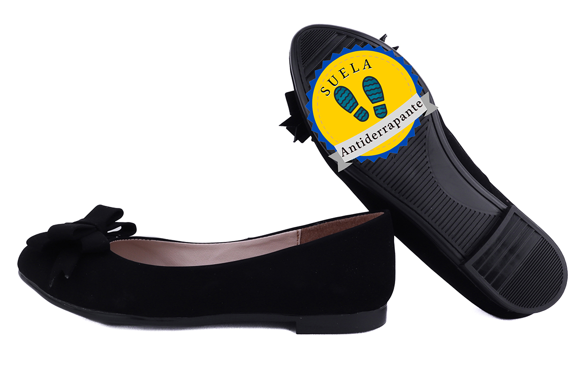 Zapato Escolar Flats Juvenil Negro Vestir Balerina 515-n.