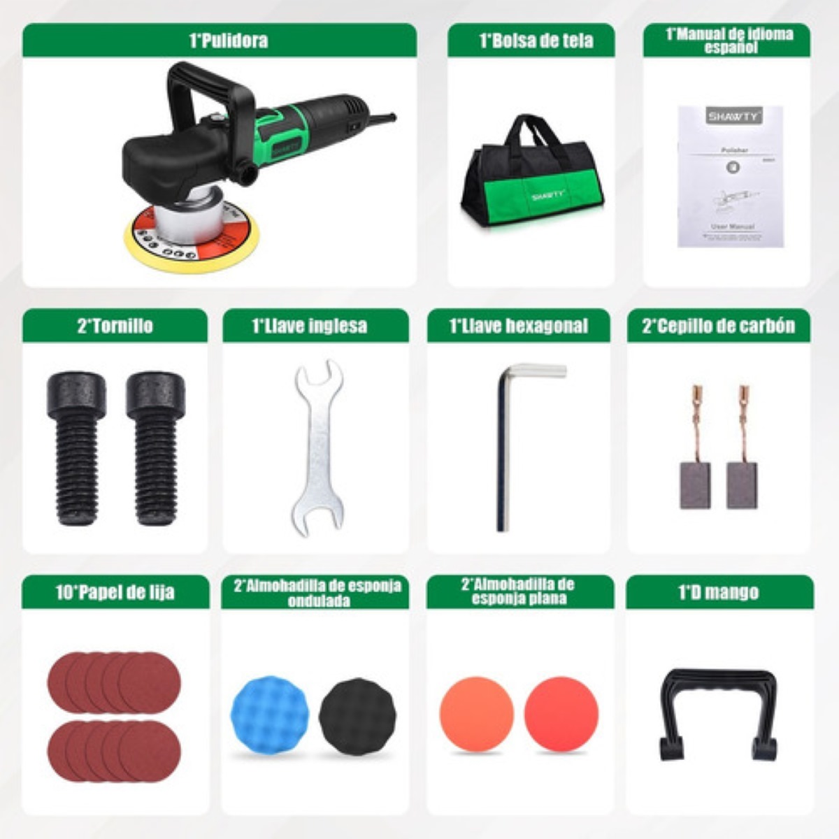 Pulidora Orbital De Velocidad Variable Y Lijadora 2500 rpm 110 V