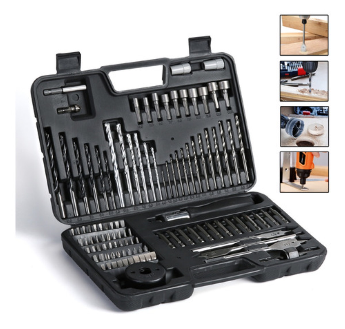 Juego De Brocas Multiuso Con Caja De Herramientas 111 Pzs. Negro