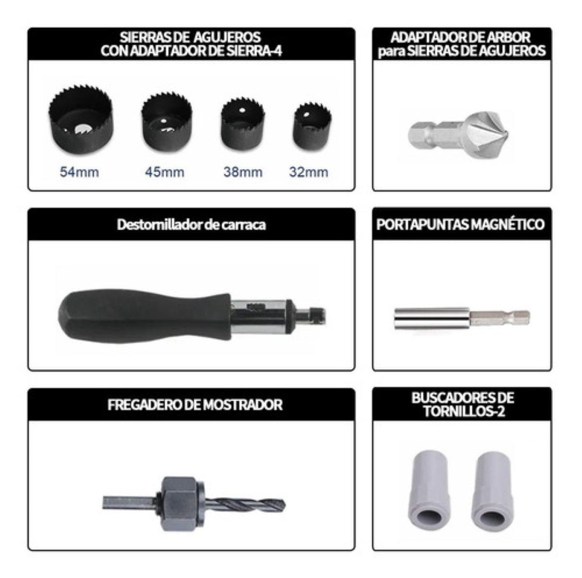 Juego De Brocas Multiuso Con Caja De Herramientas 111 Pzs. Negro
