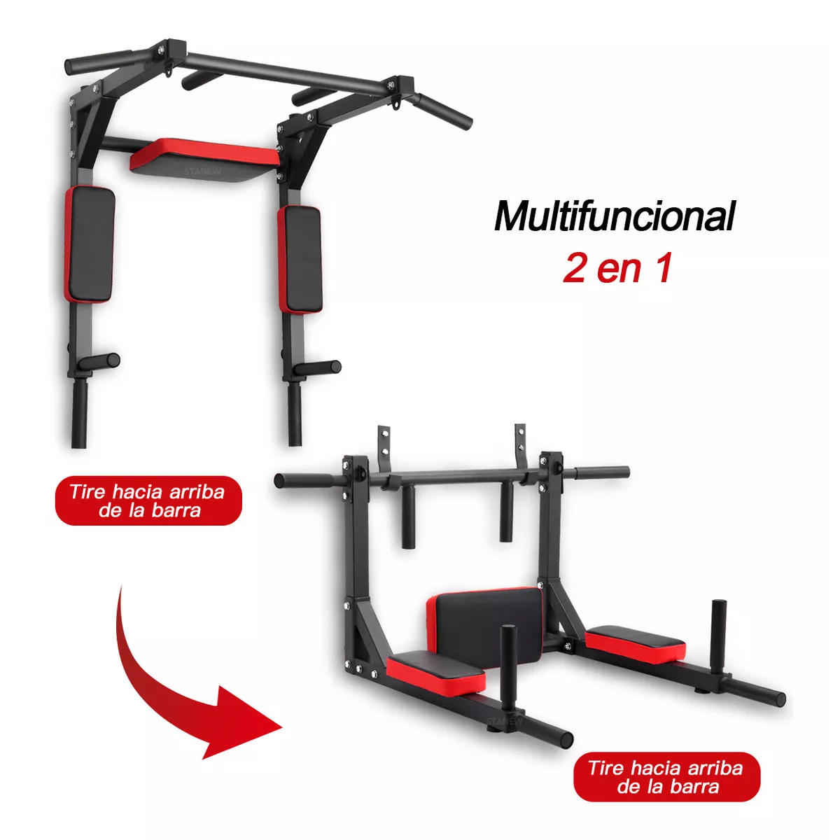 Barra 8en1 Dominadas Pared Gym Multifuncional Box Pesas