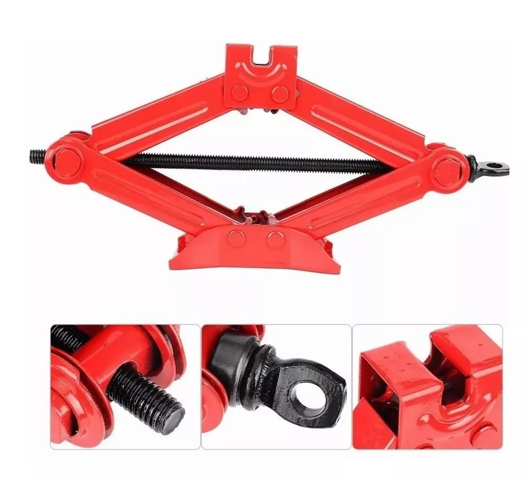 Gato Mecanico De Tijera Con Manija De Trinquete Rojo