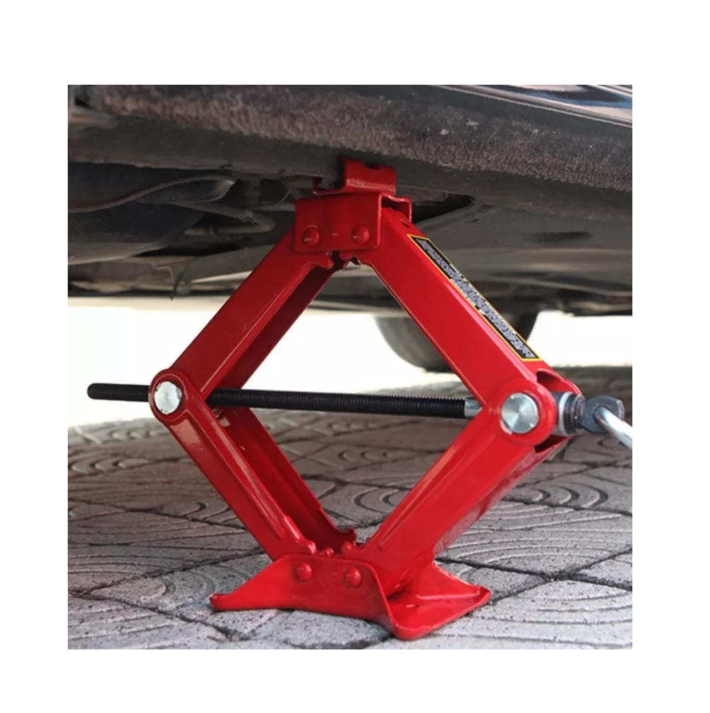 Gato Mecanico De Tijera Con Manija De Trinquete Rojo