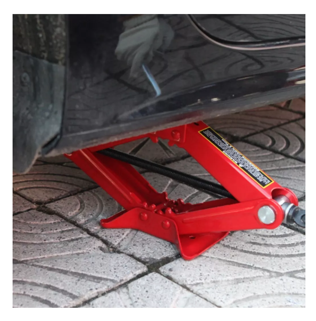 Gato Mecanico De Tijera Con Manija De Trinquete Rojo