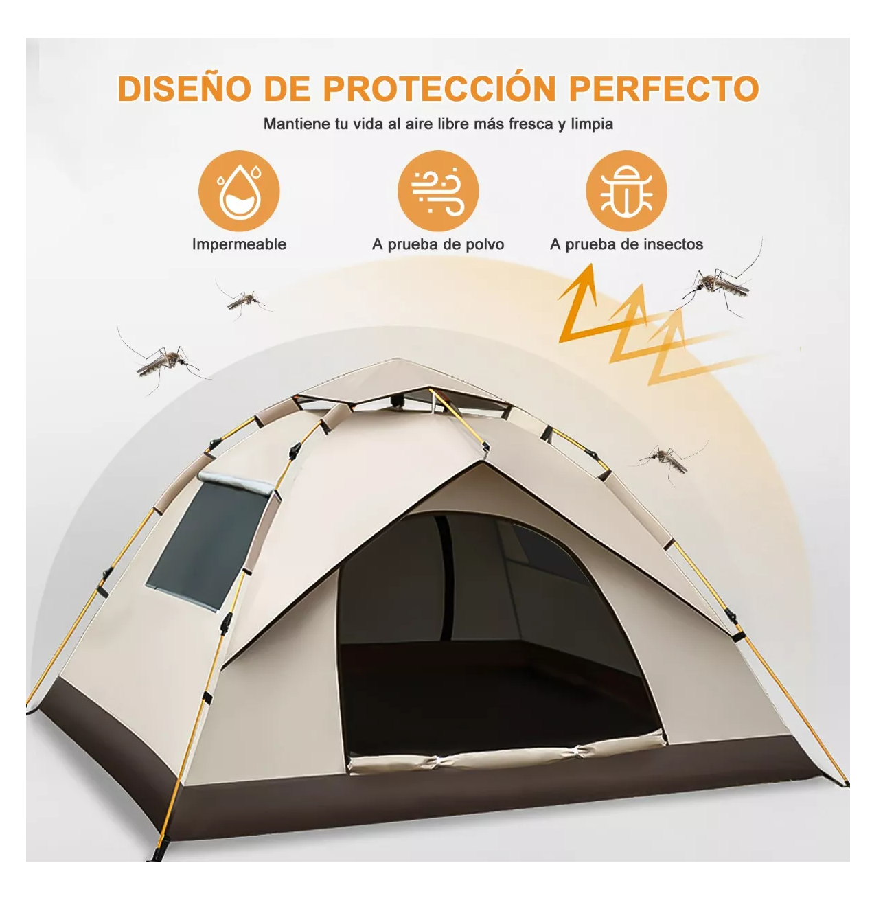 Tienda De Acampar Casa Campaña Camping Grande Impermeable Beige Cafe
