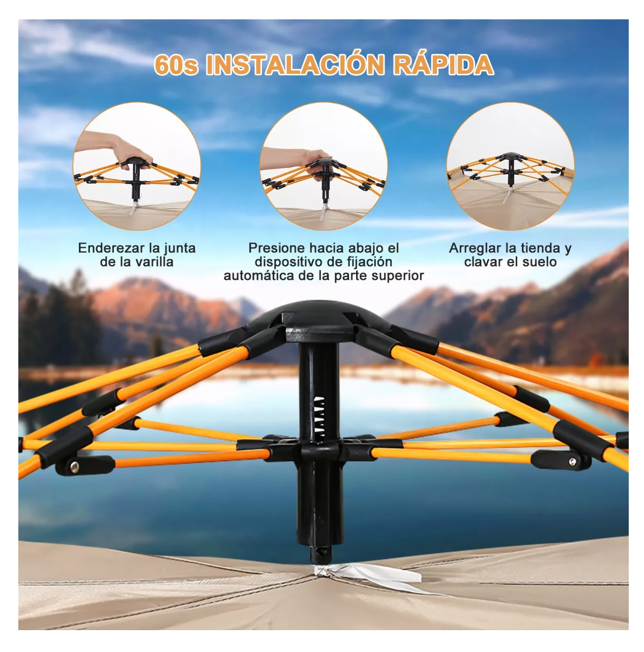 Tienda De Acampar Casa Campaña Camping Grande Impermeable Beige Cafe