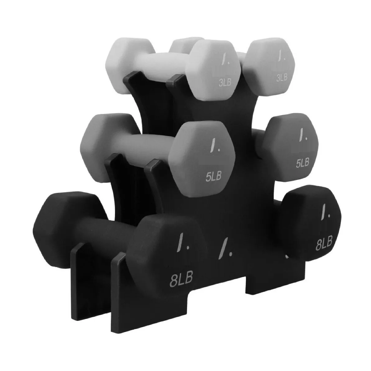 Kit Pesas Mancuernas Neopreno 3 5 8 Lb Soporte Fitness