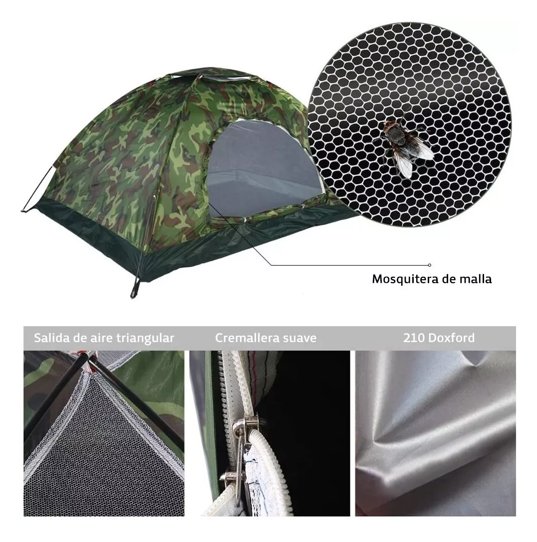 Tiendas Casa Campaña Camuflaje Verde 2-4 Personas