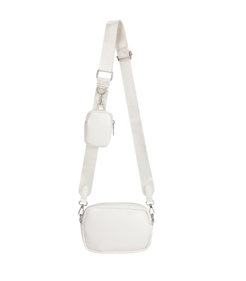 Bolso Bandolera Mujer Para Mujer Hombre Peque o Ajustable Pu blanco