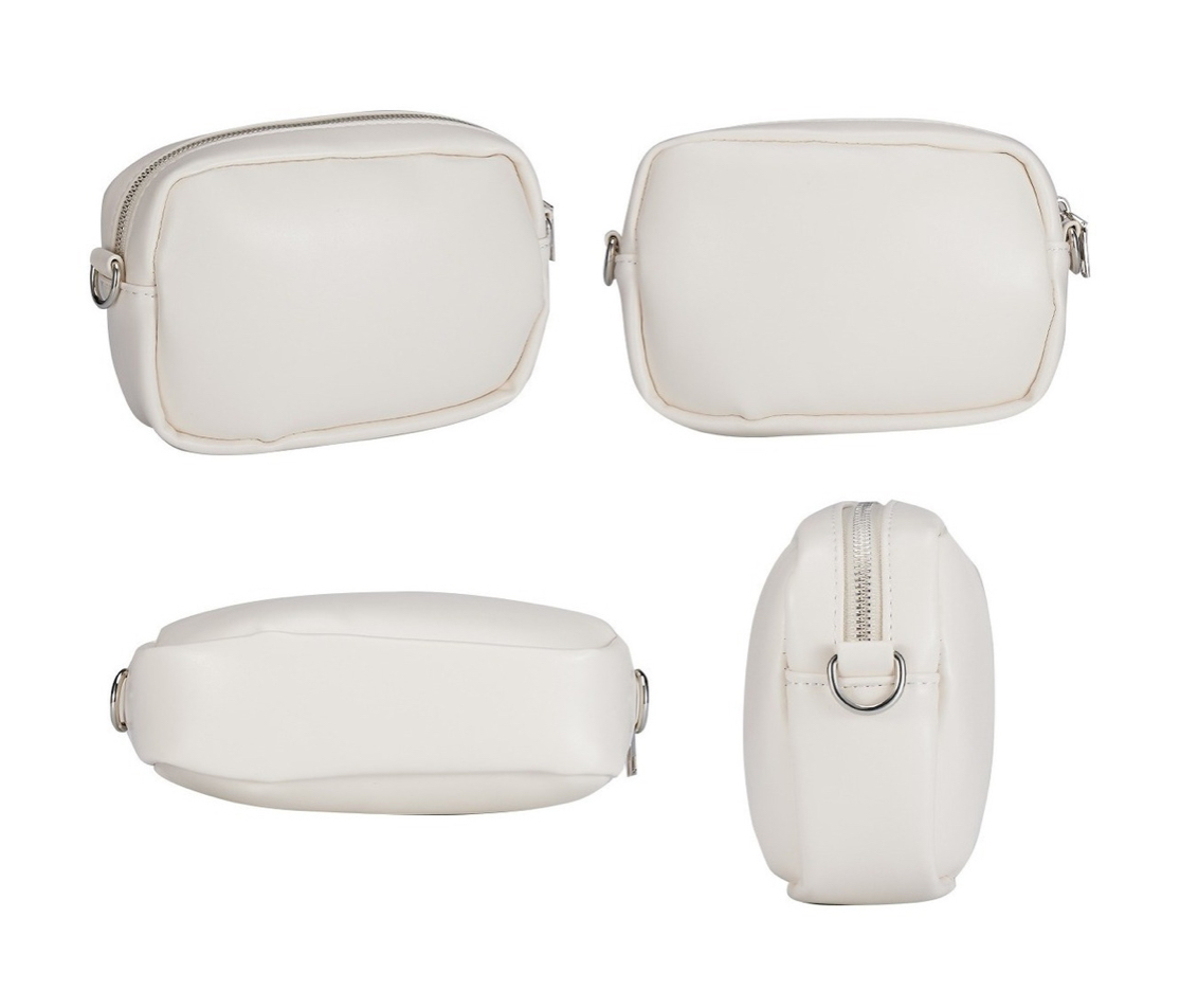 Bolso Bandolera Mujer Para Mujer Hombre Pequeño Ajustable Pu blanco