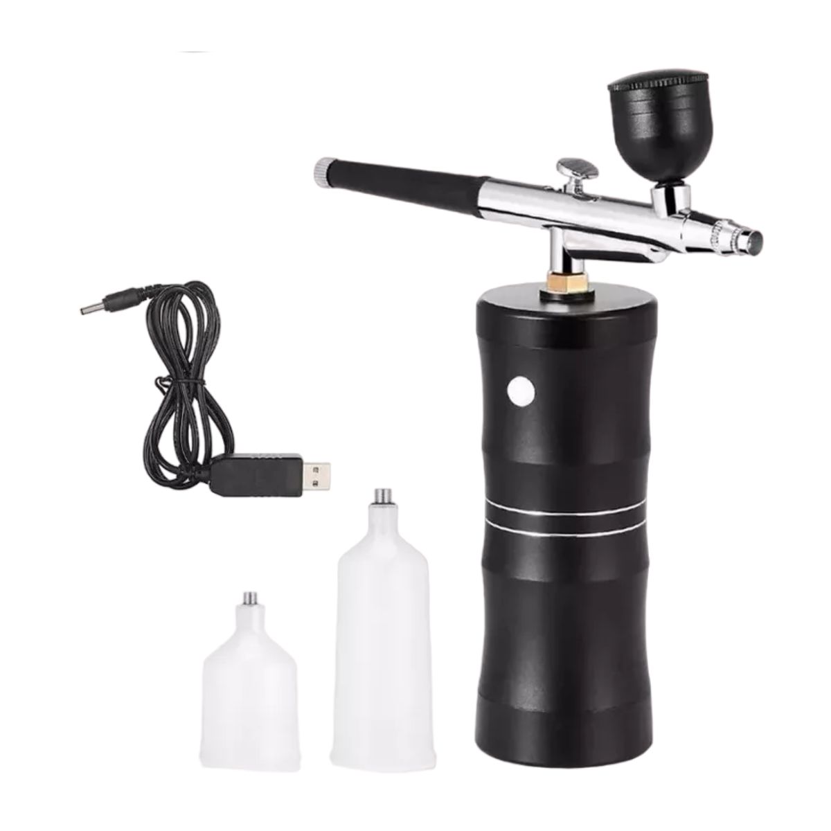 Kit De Aerógrafo Multiuso Con Compresor Inalámbrico Negro 