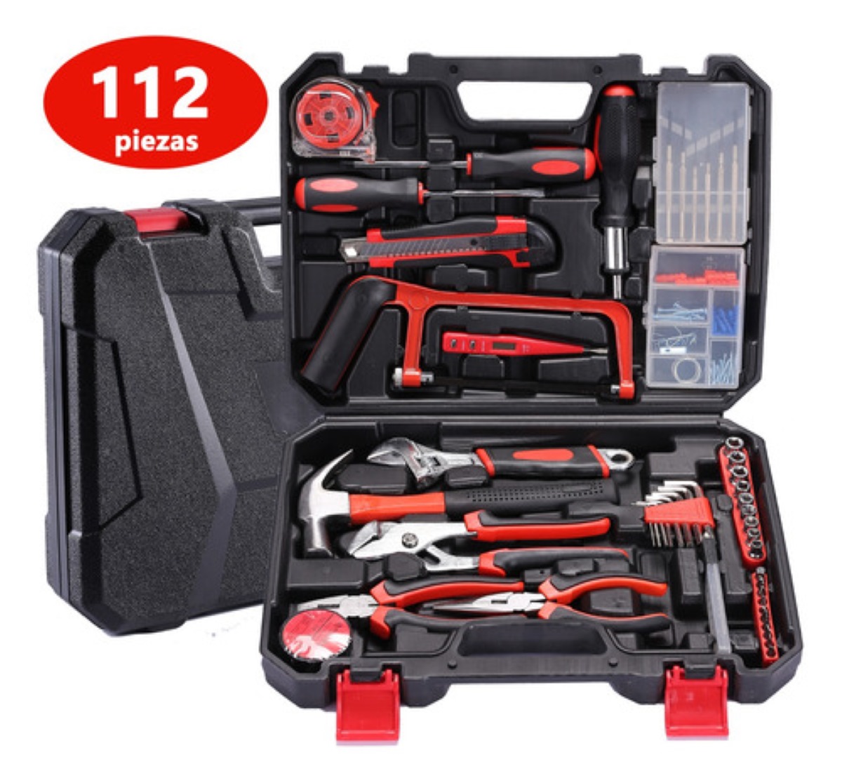 Juego Herramientas Set Mecánicas Reparación Doméstica 112pzs Caja Negra
