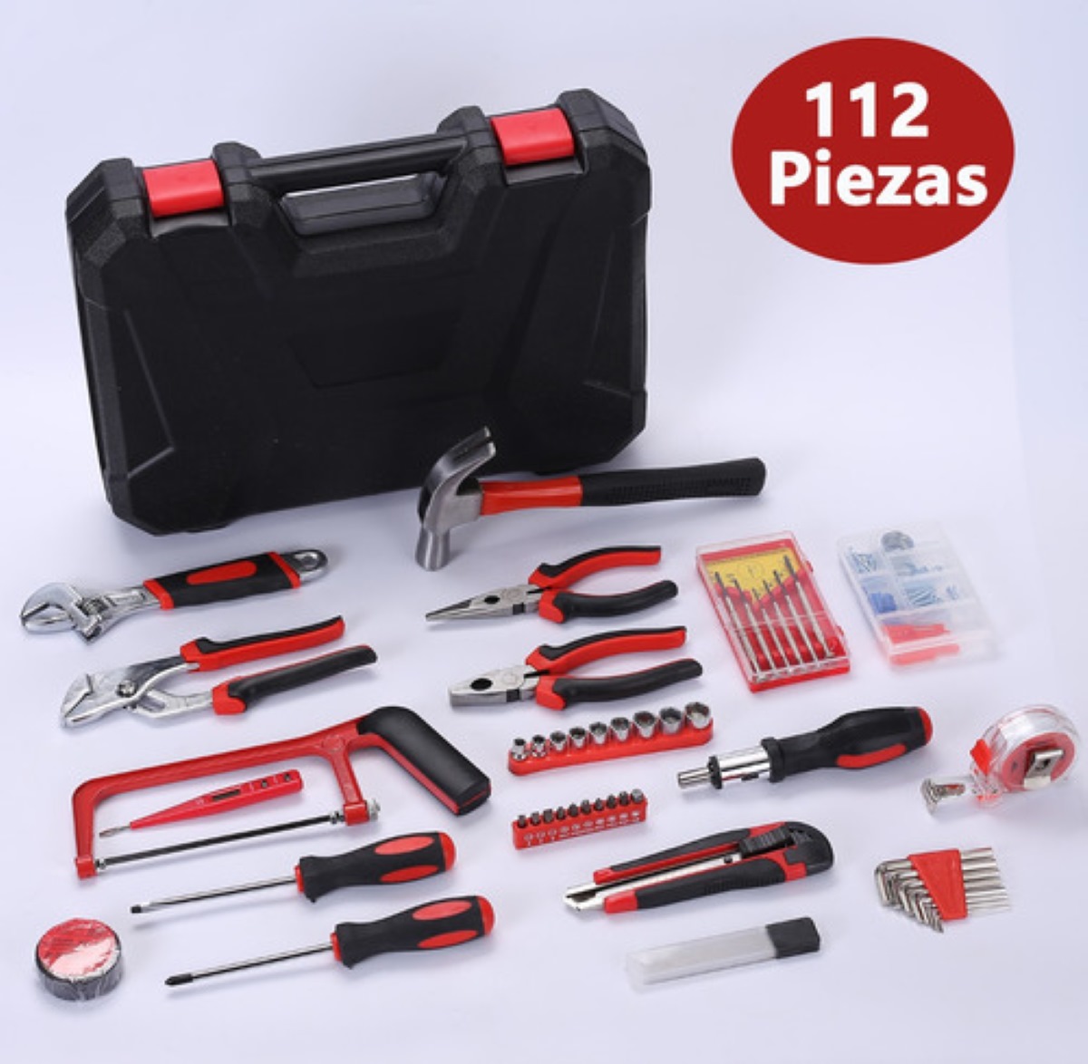 Juego Herramientas Set Mecánicas Reparación Doméstica 112pzs Caja Negra