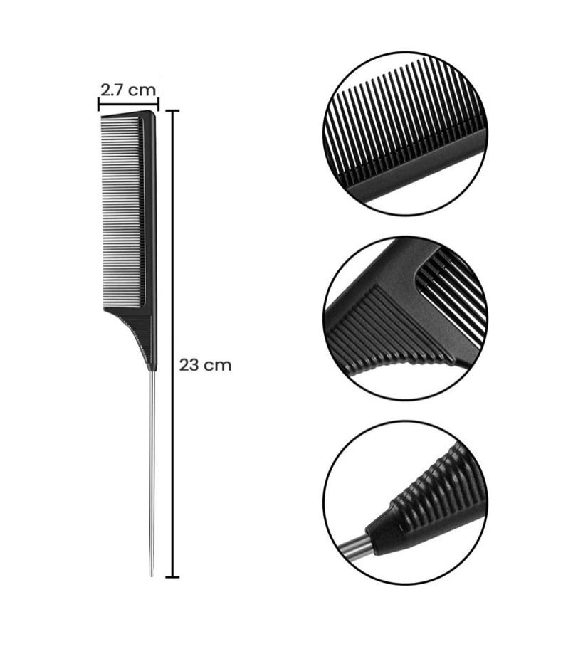 Peine Profesional De Carbon Cola Metal Resistente Al Calor