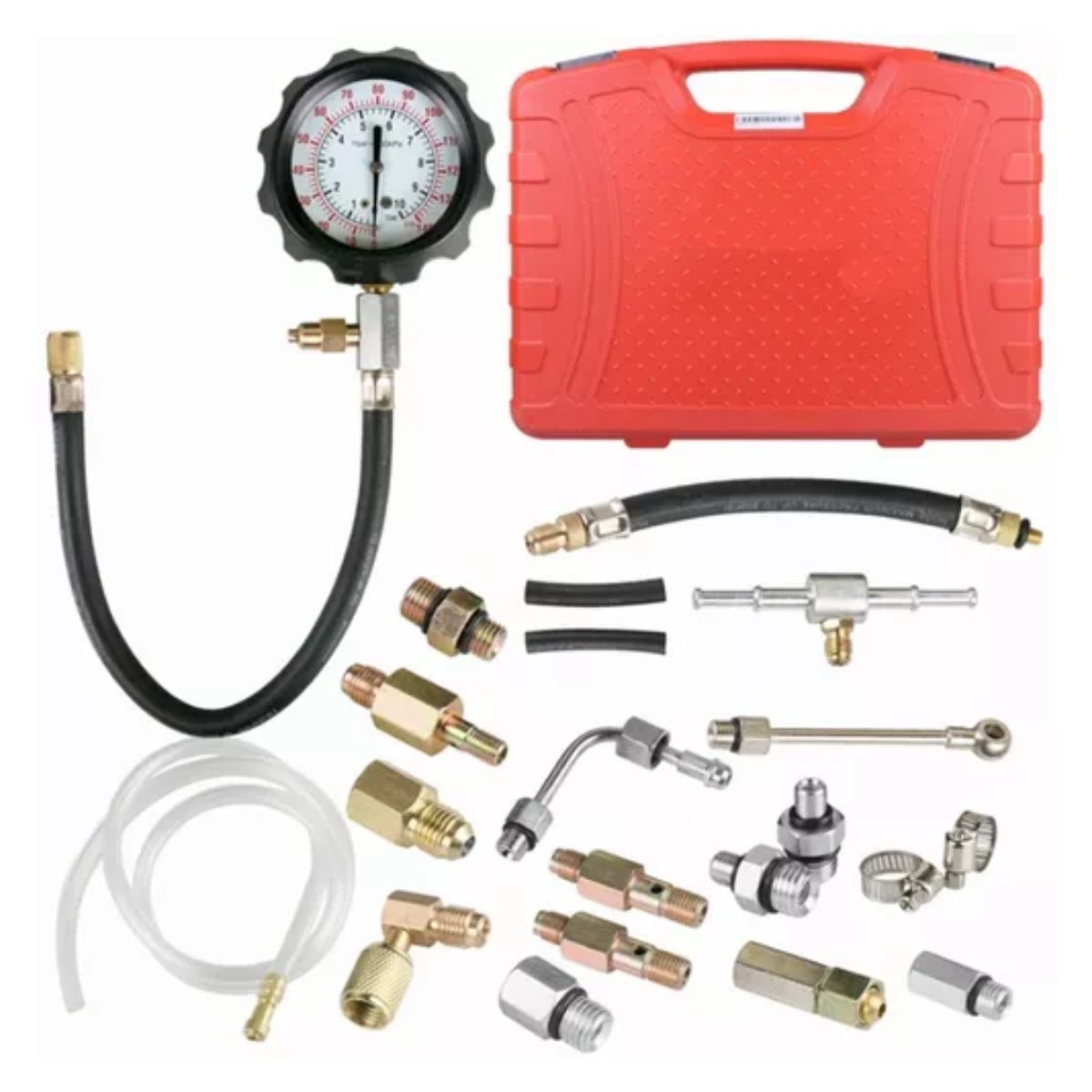 Medidor De Presión De Combustible Manómetro Estuche Rojo