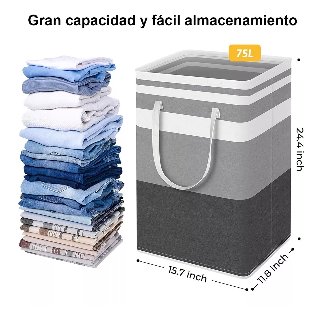 Cesto de la Ropa Sucia con Ruedas, 75L Plegable Cesto Ropa Sucia