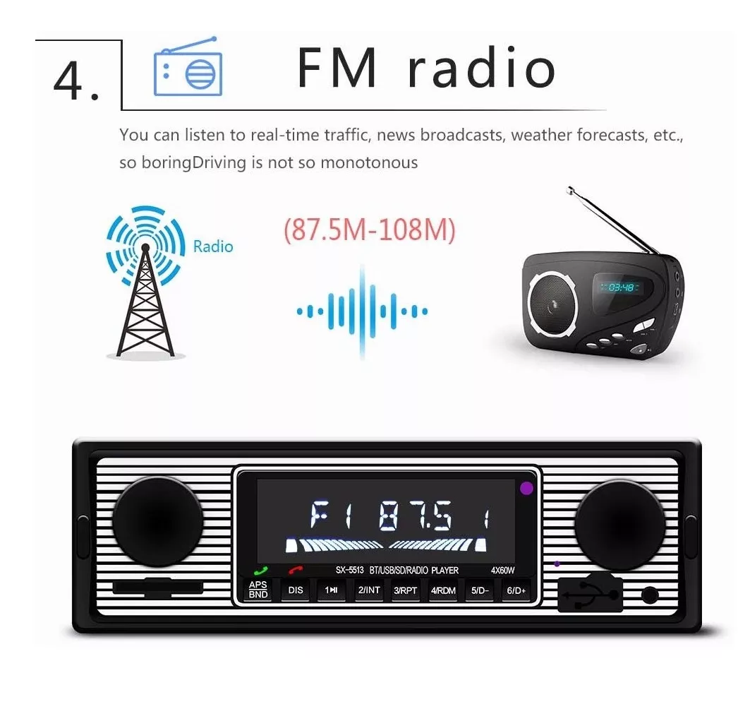 Auto Estereo Bluetooth Manos Libres Música