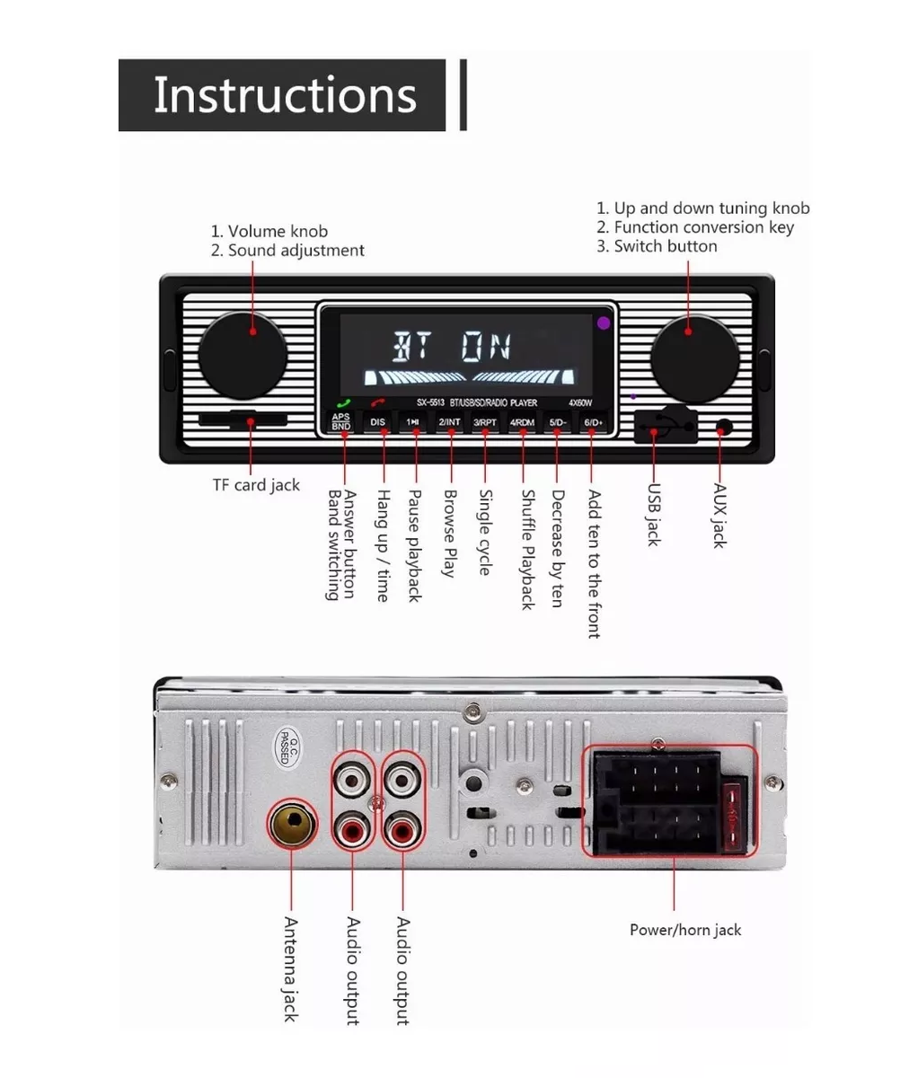 Auto Estereo Bluetooth Manos Libres Música