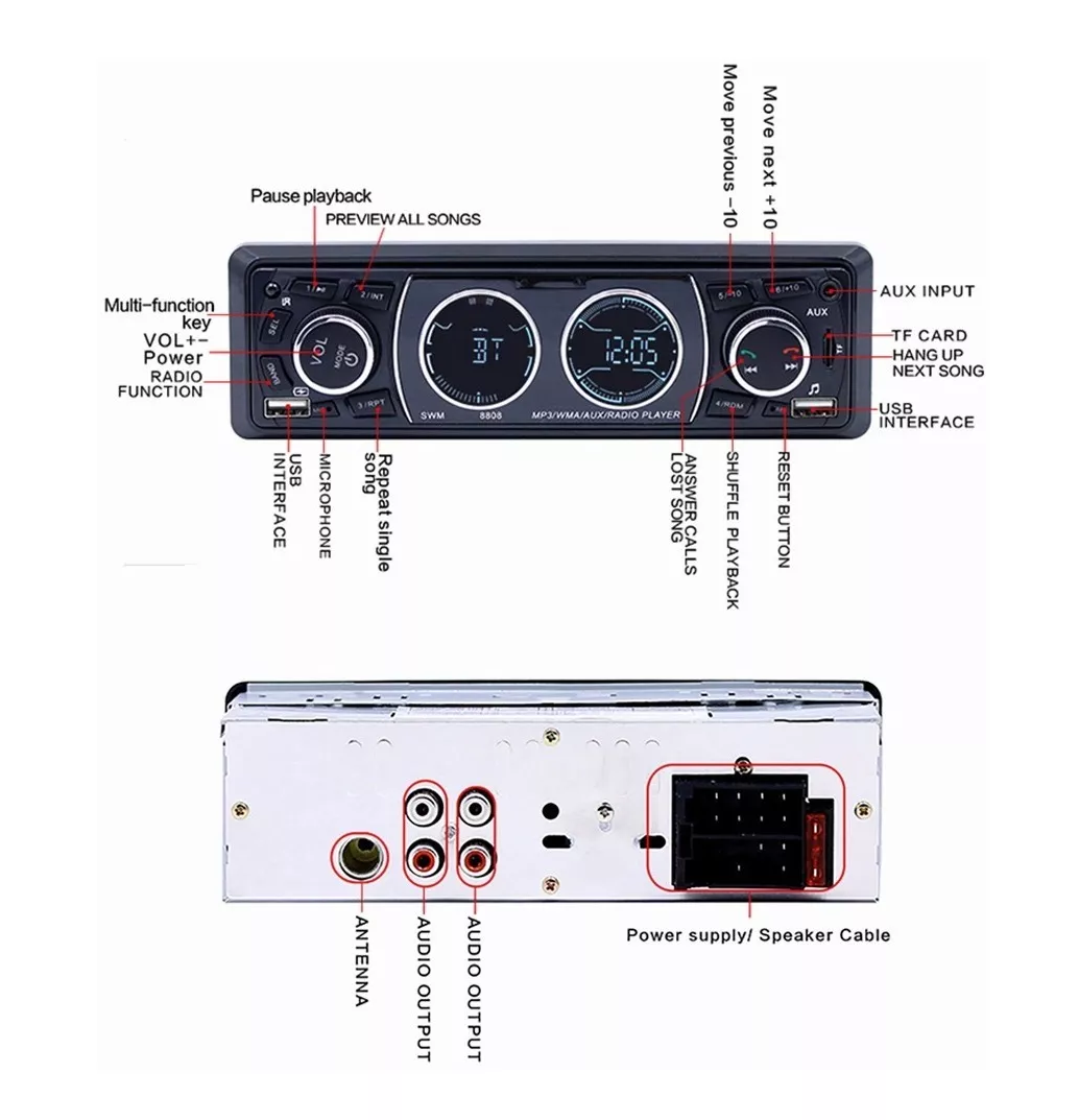 Estereo Para Auto Bluetooth Carga Rápida