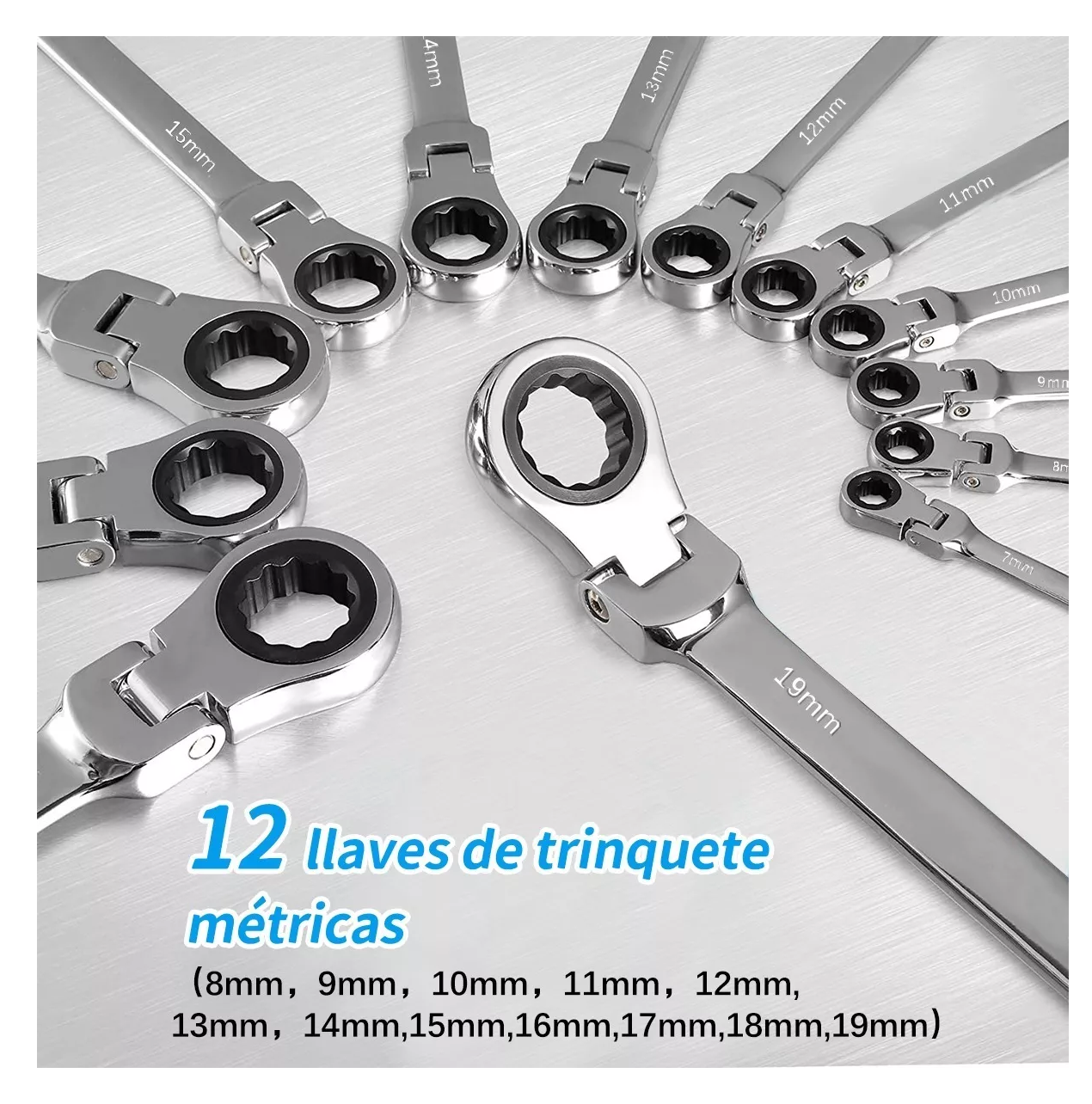 Llave inglesa fija 17 x 19 mm Gris