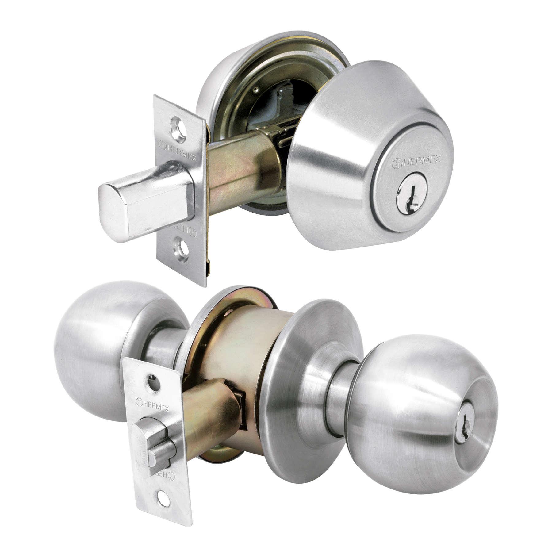 COMBO CERRADURAS, LLAVE-LLAVE, CROMO, HERMEX BASIC 23621