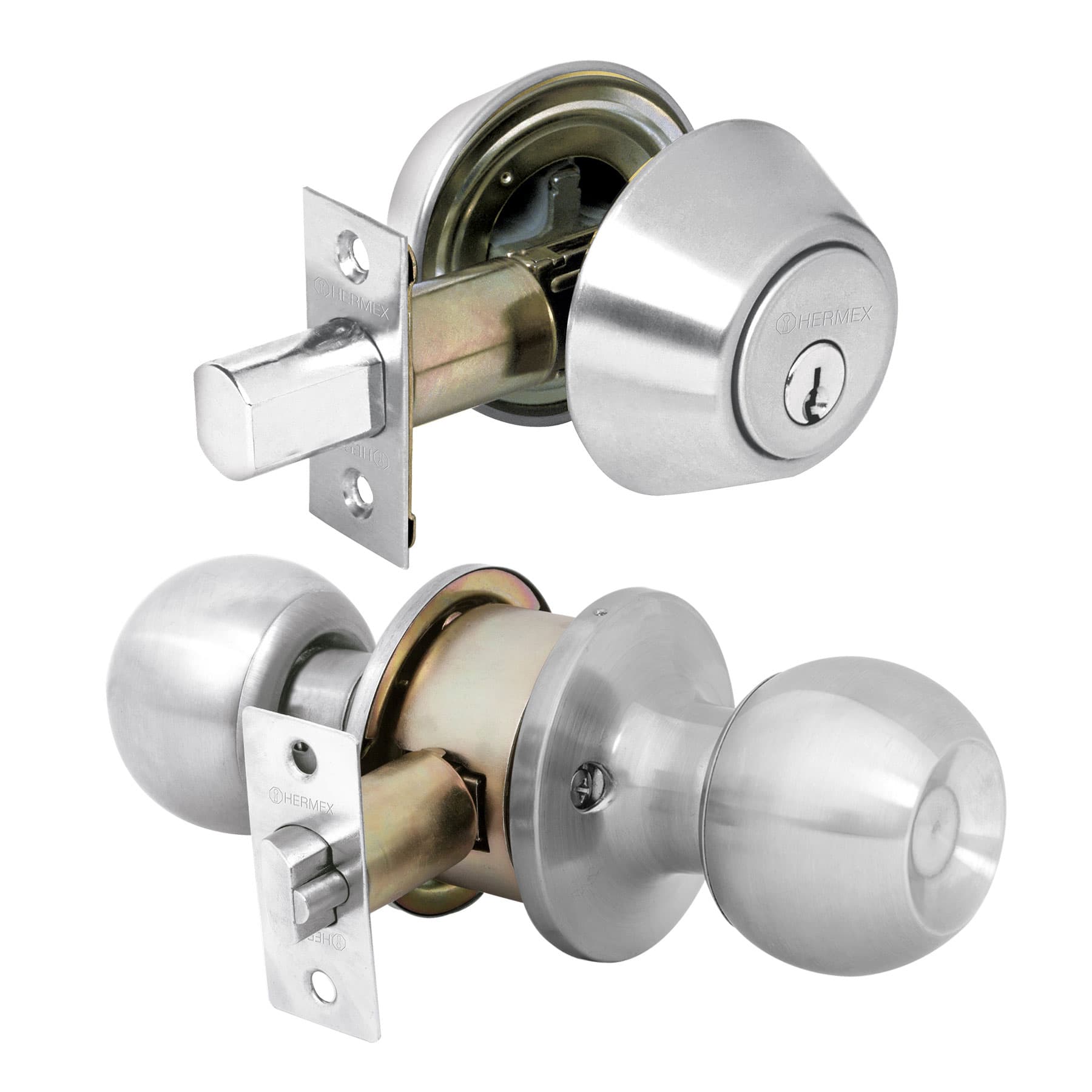 COMBO CERRADURAS, LLAVE-LLAVE, CROMO, HERMEX BASIC 23621