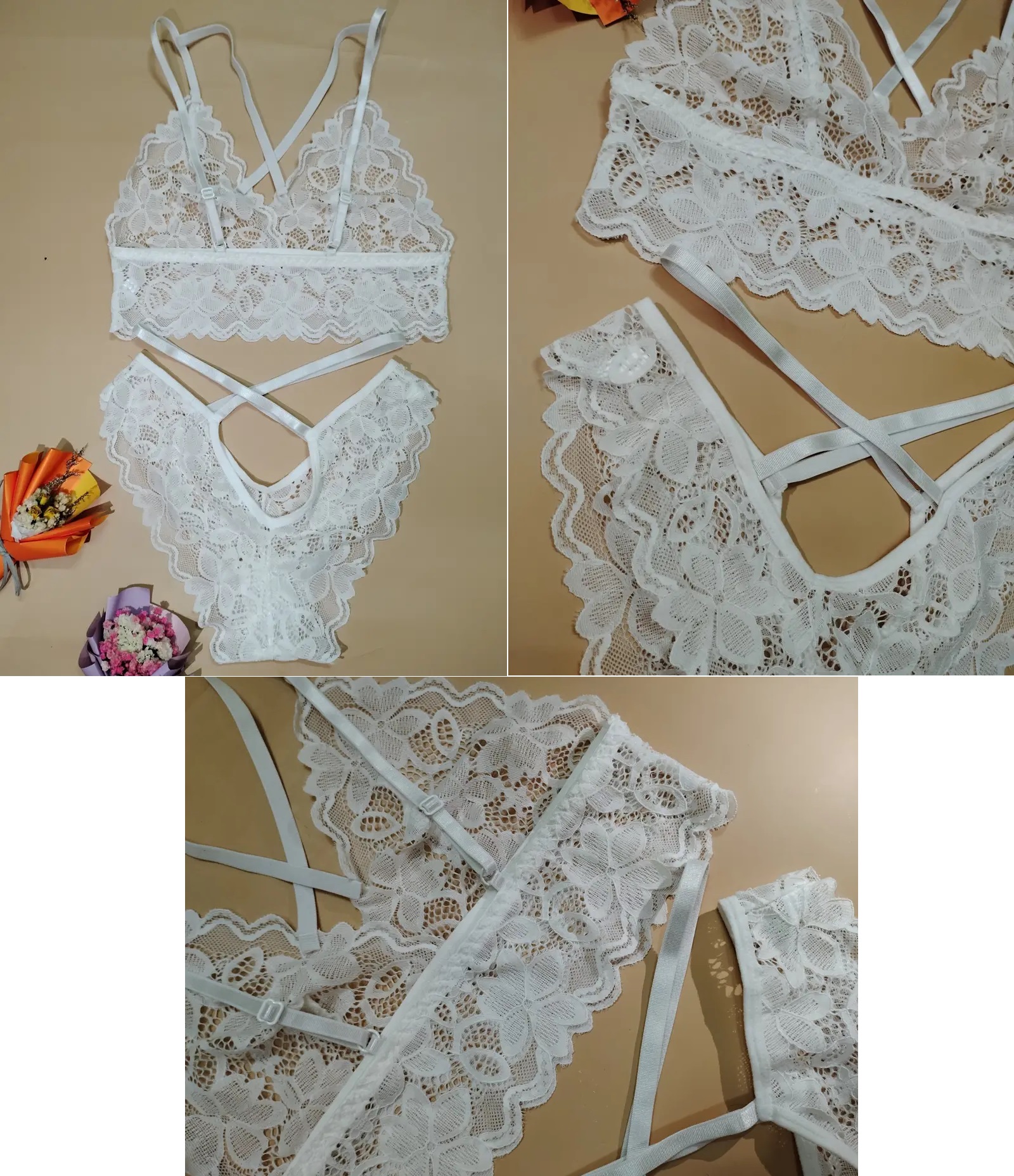 Conjunto de lenceria de encaje.