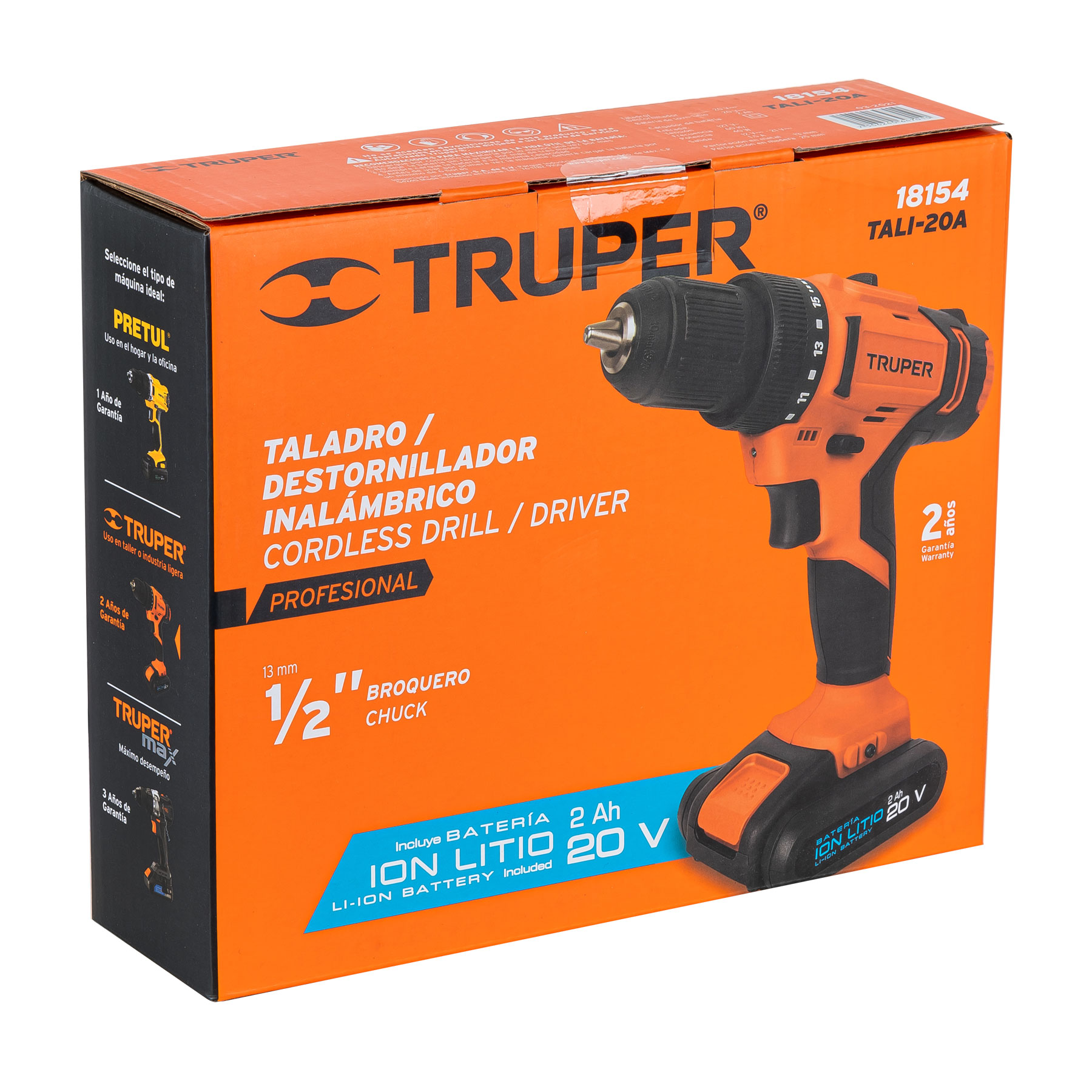 TALADRO INALÁMBRICO 1/2", 20 V, TRUPER 18154