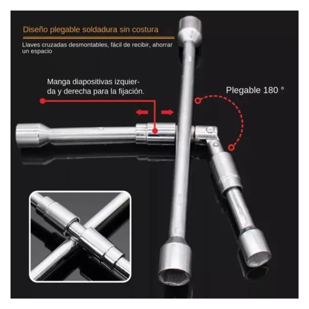 Llave De Cruz Plegable Para Desmontar Llantas 17/19/21/23mm