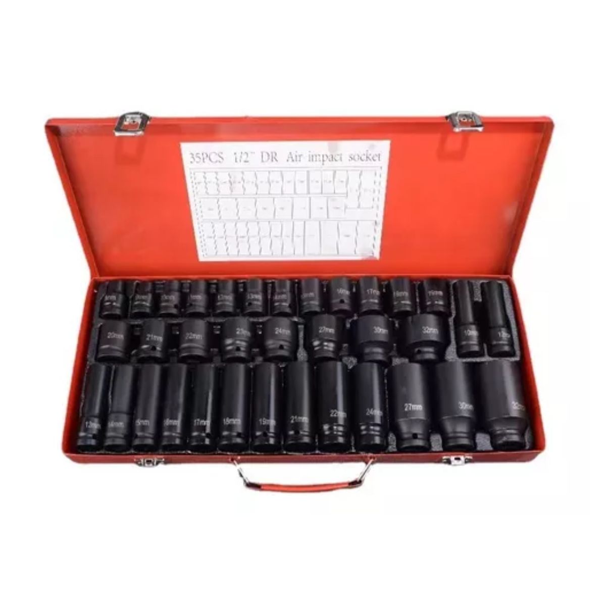 Juego De Dados De Impacto De 1/2 In, 8-32 Mm, 35 Piezas Negro